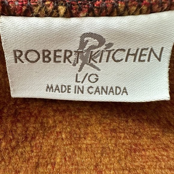 ROBERT KITCHEN CANADA Faux Suede Orange Brown Leaf Full Zip Cardigan Size Large - Picture 2 of 11